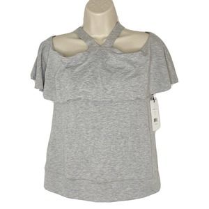 NWT BAILEY 44 Cold Shoulder Gray Jersey Ruffle Halter Top Sweatshirt Size Small